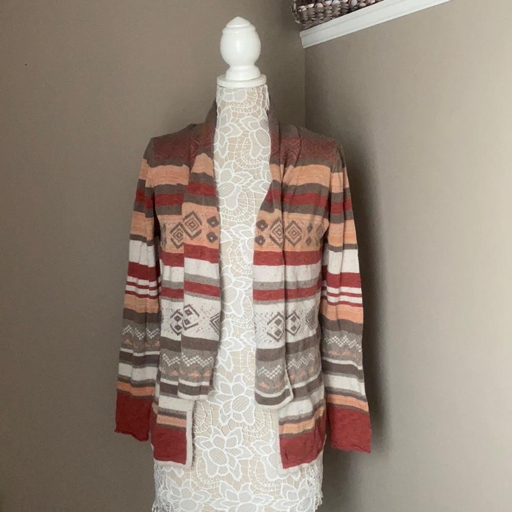 American Rag tribal print open sweater size small
